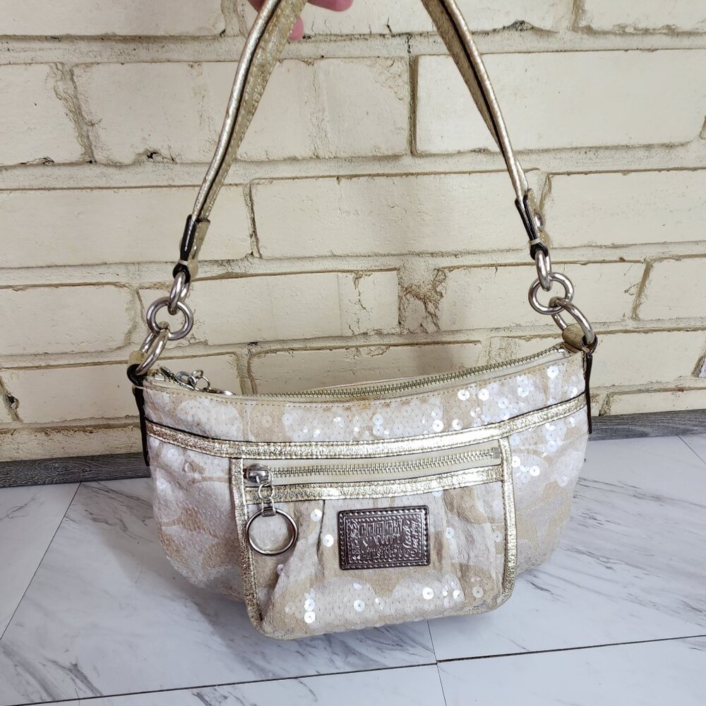 Coach Tan and Cream Satchel with Signature Style